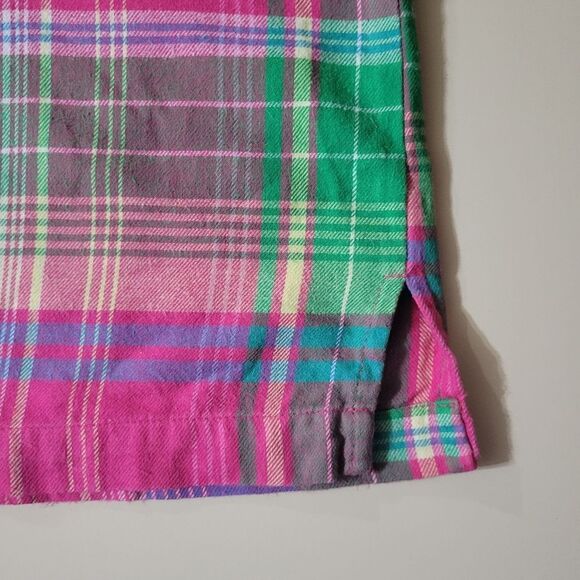 Victoria's Secret Rainbow Stripe Plaid Button-Down Pink Long Sleeve Shirt - Picture 10 of 16